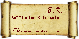 Bölcsics Krisztofer névjegykártya